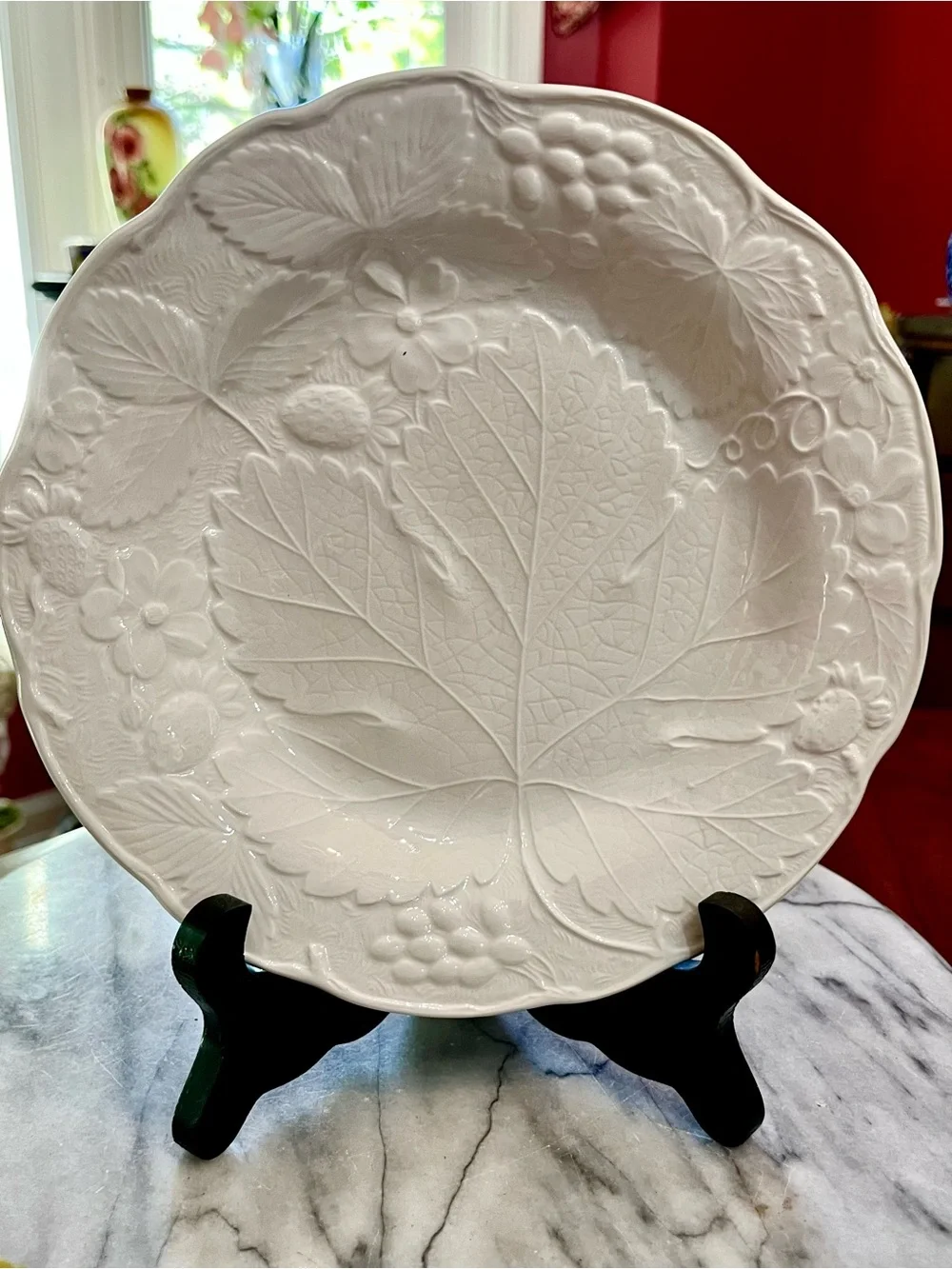 6-Set Vintage Burleigh Davenport White Ironstone Grape Leaf Dessert/Salad Plates